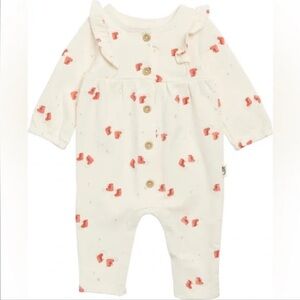 Rabbit + Bear Cozy Organic Cotton Overall Ice Skate One Piece Baby Girl 0-3m